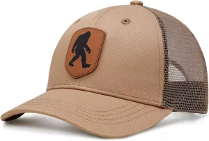 Mesh Bigfoot Hat Leather Cap for Men- Great Snapback Closure Sasquatch Hat for Hunting & Hiking