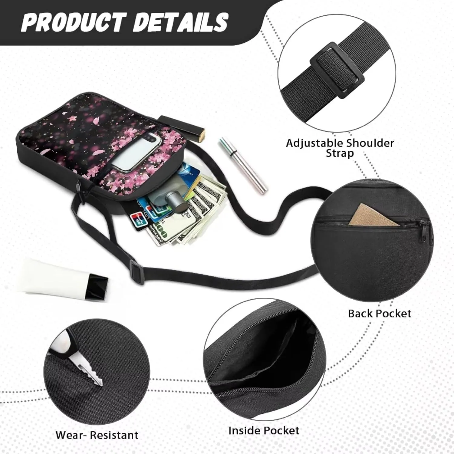 Messenger Bag for Women Crossbody Cell Phone Purse Small Shoulder Pouch for Outdoor