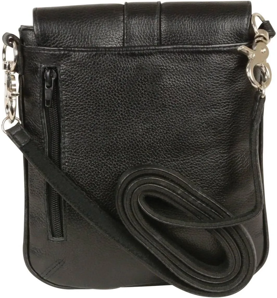 Milwaukee Leather MP8805 Women's Black Small Leather Studded Shoulder Bag