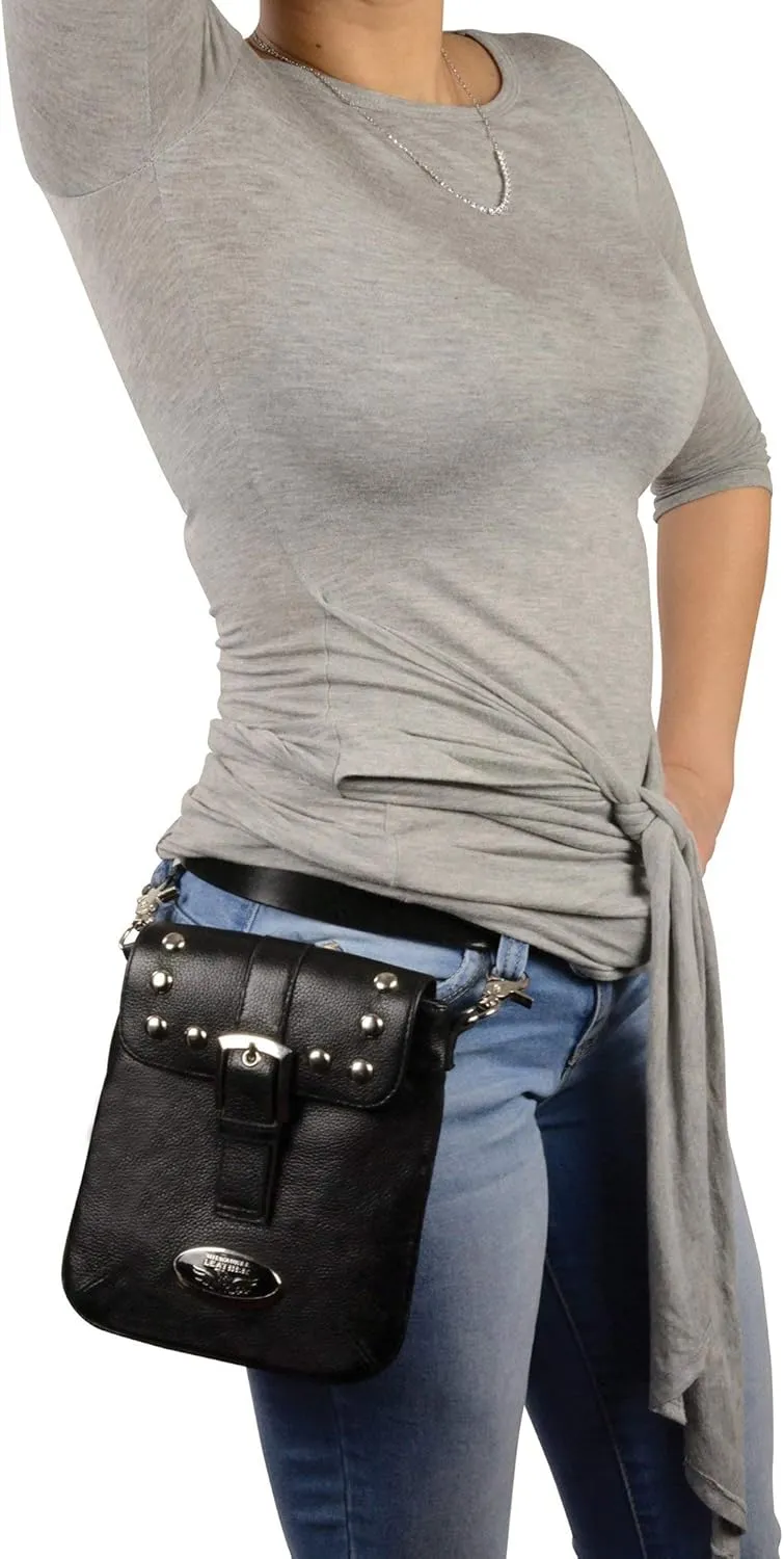 Milwaukee Leather MP8805 Women's Black Small Leather Studded Shoulder Bag