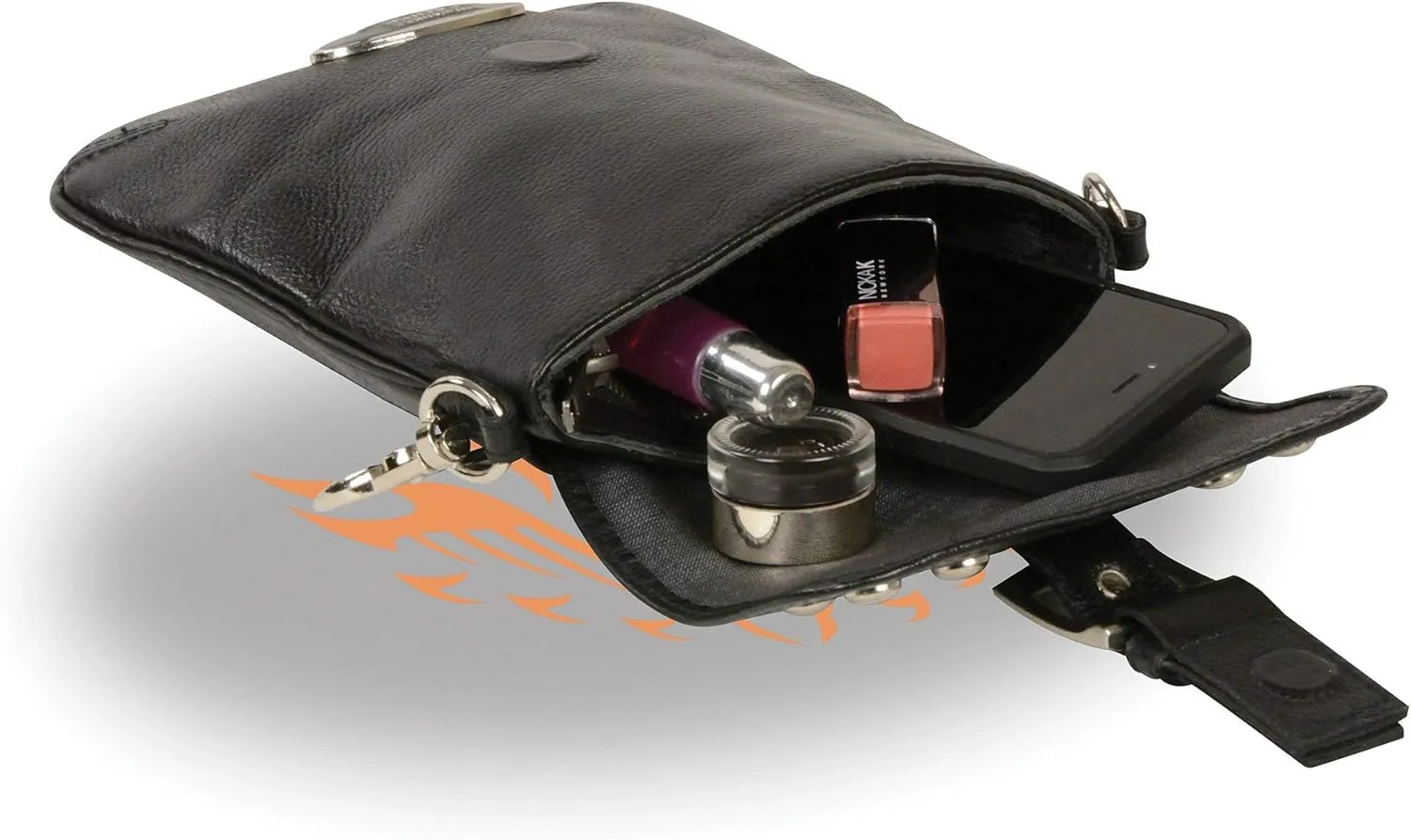 Milwaukee Leather MP8805 Women's Black Small Leather Studded Shoulder Bag