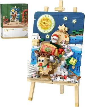 Mini Building Sleigh Buggy 3D Painting Block Set, 646PCS DIY Creative Stereograph Building Model Kit, MOC Construction Toy for Christmas Gifts, Not Compatible with Maior Brands Building Bricks