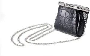 Mini Purse,Chain Gothic Tiny Bag, Micro Coin Wallet for Women,Kiss Lock Leather Crossbody Bag