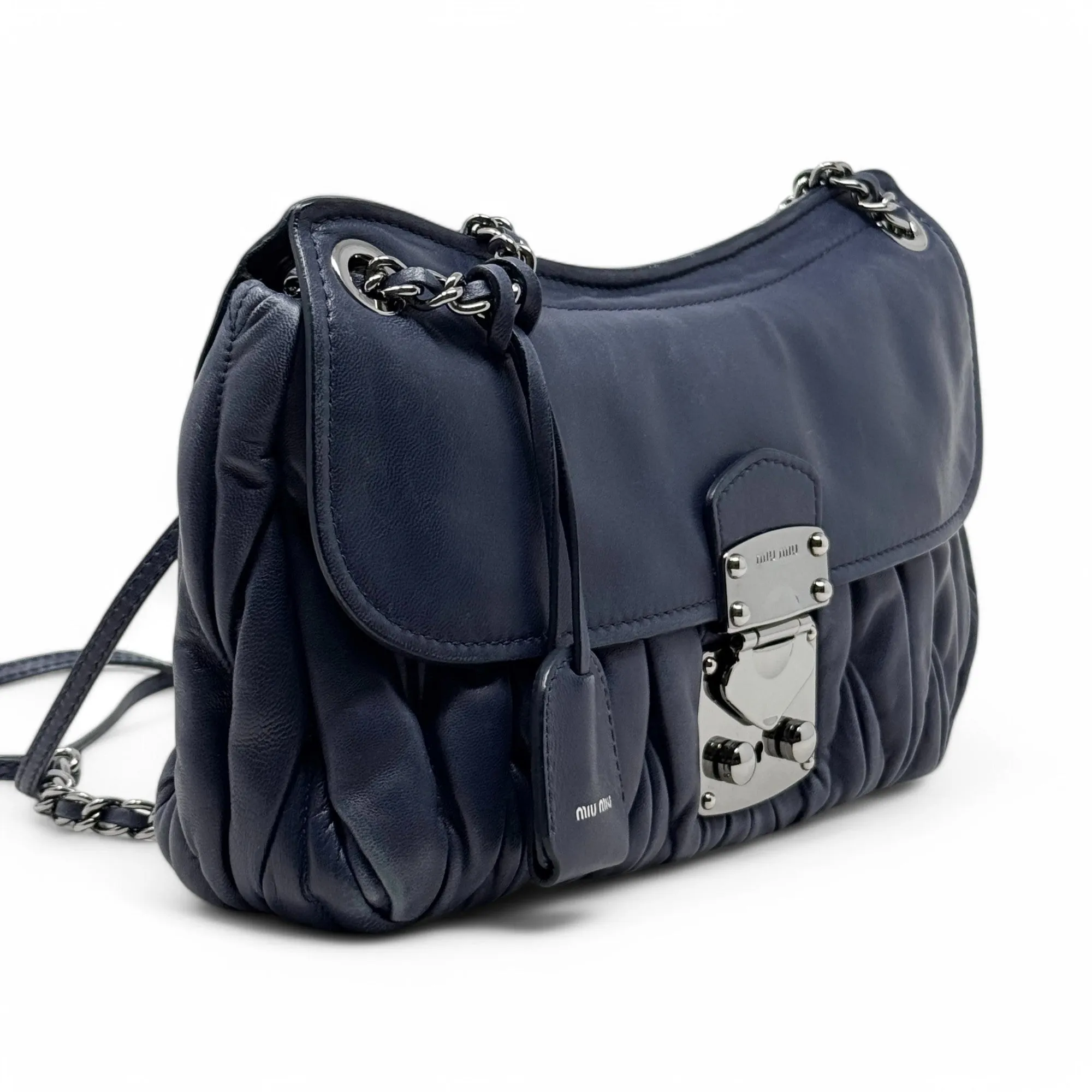 Miu Miu Navy Sacca Shoulder Bag
