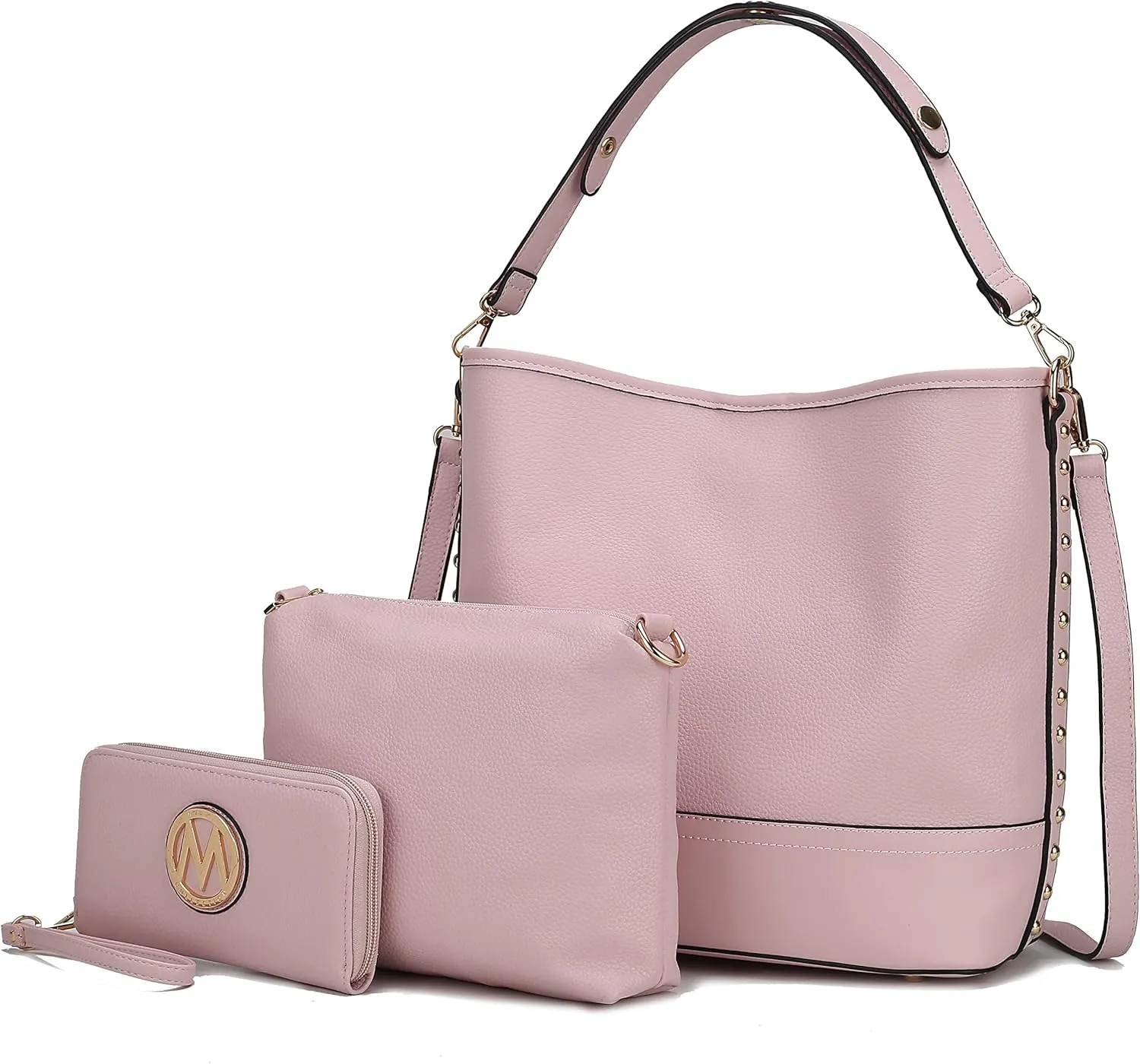MKF Collection 3Pcs Hobo bag, Crossbody Bag & Wristlet Wallet, Vegan Leather Handbag Purse Set by Mia K