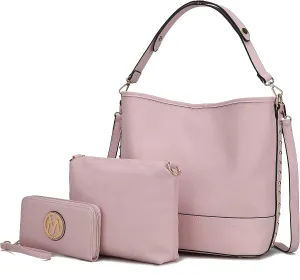 MKF Collection 3Pcs Hobo bag, Crossbody Bag & Wristlet Wallet, Vegan Leather Handbag Purse Set by Mia K