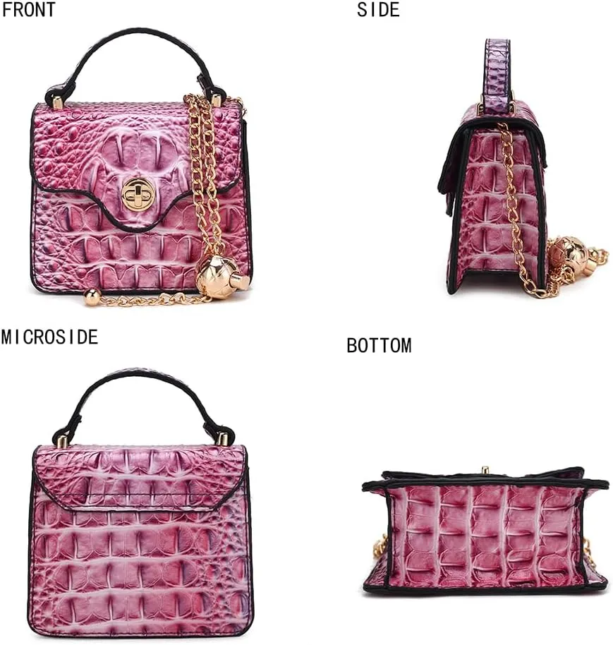 MKF Collection Women Crossbody Bag, Gradient Rainbow Faux Crocodile-Embossed Vegan Leather Handbag Purse By Mia K