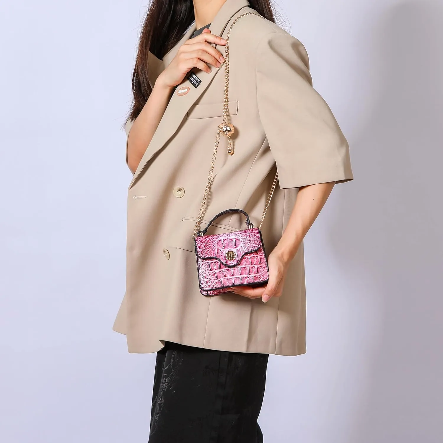MKF Collection Women Crossbody Bag, Gradient Rainbow Faux Crocodile-Embossed Vegan Leather Handbag Purse By Mia K