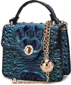 MKF Collection Women Crossbody Bag, Gradient Rainbow Faux Crocodile-Embossed Vegan Leather Handbag Purse By Mia K