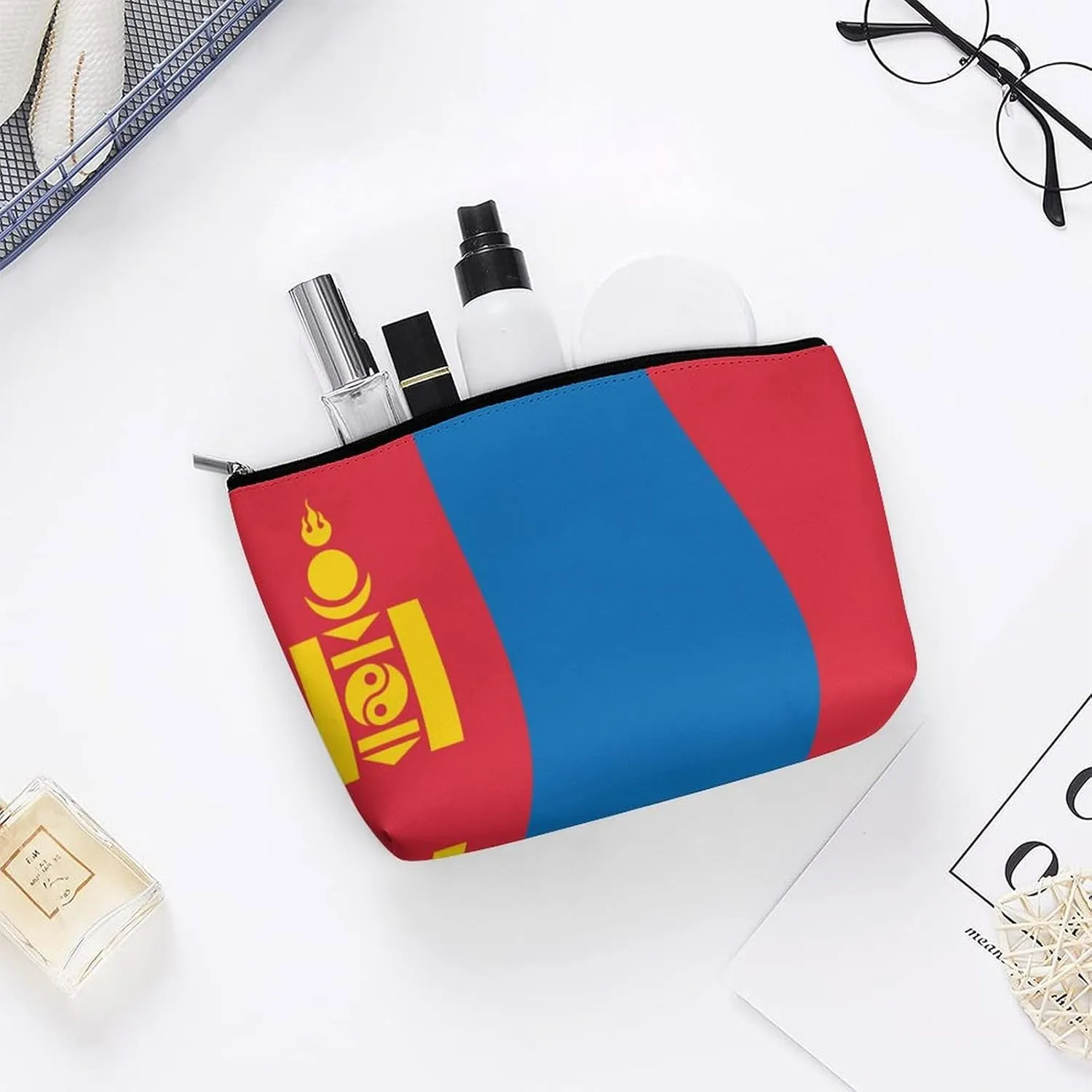 Mongolia Flag Travel-Friendly Cosmetic Bag Makeup Organizer for Women
