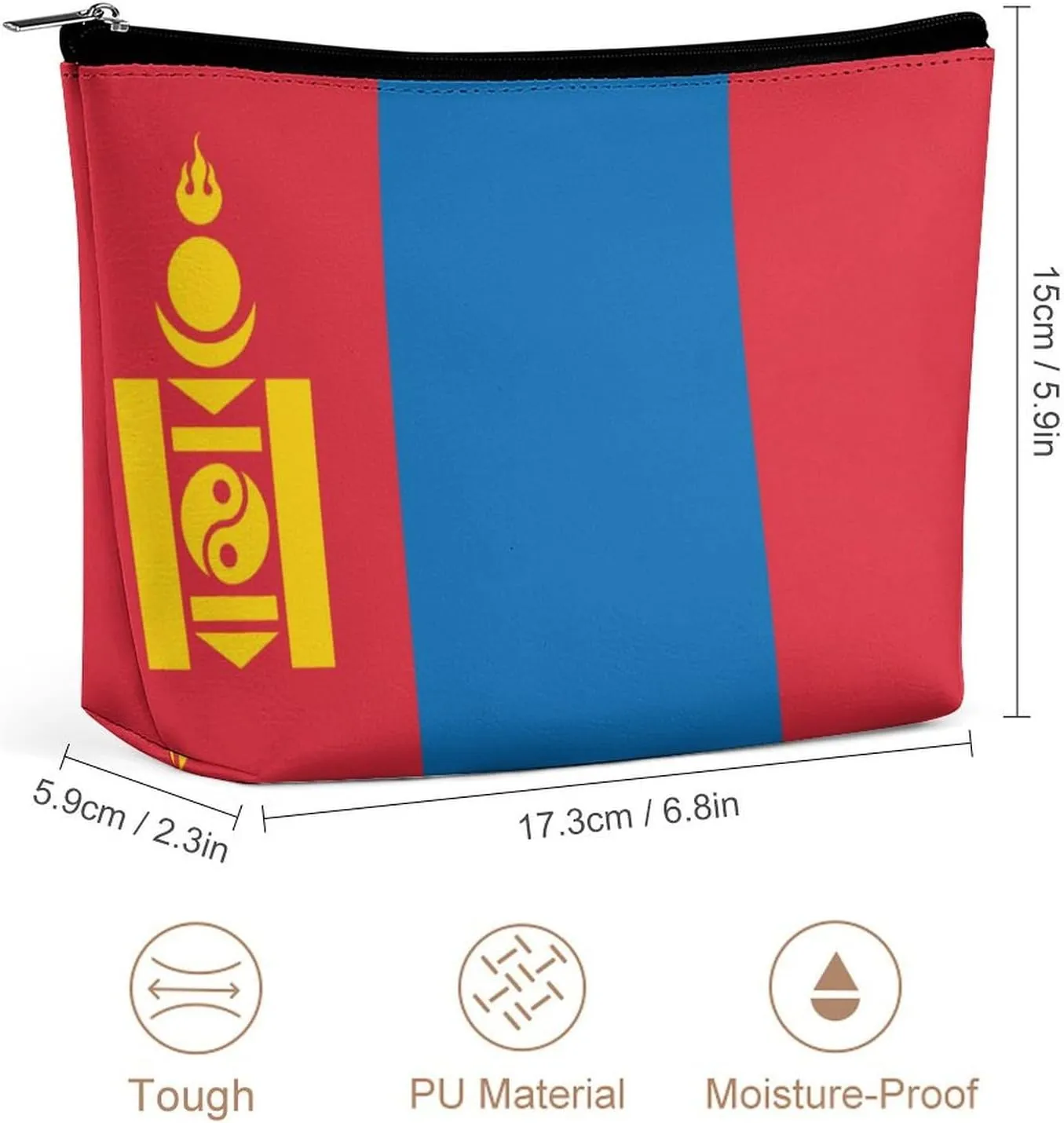 Mongolia Flag Travel-Friendly Cosmetic Bag Makeup Organizer for Women