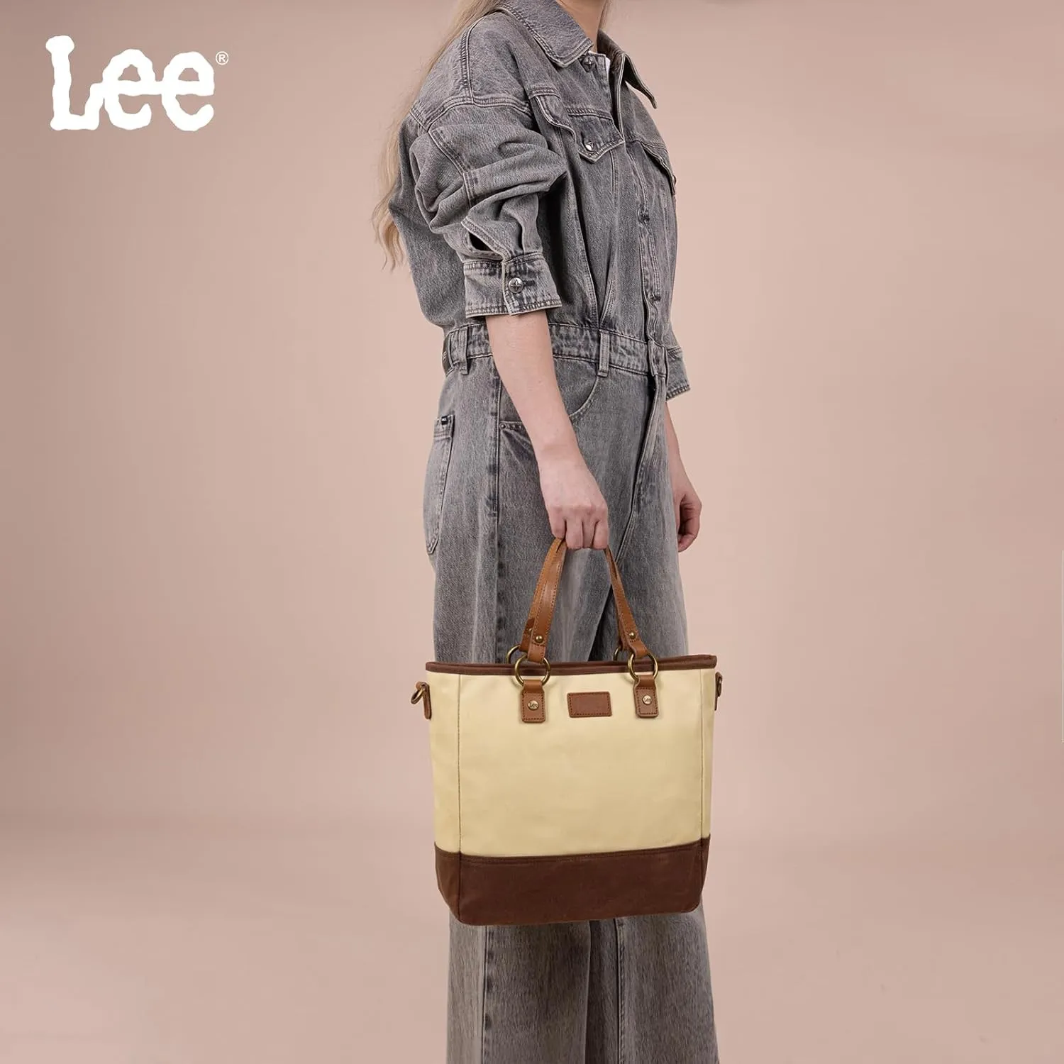 Montana West x Lee Waxed Canvas Tote Bag for Women Top-Handle Handbag Shoulder Bag with Adjustable Detachable Wide Strap