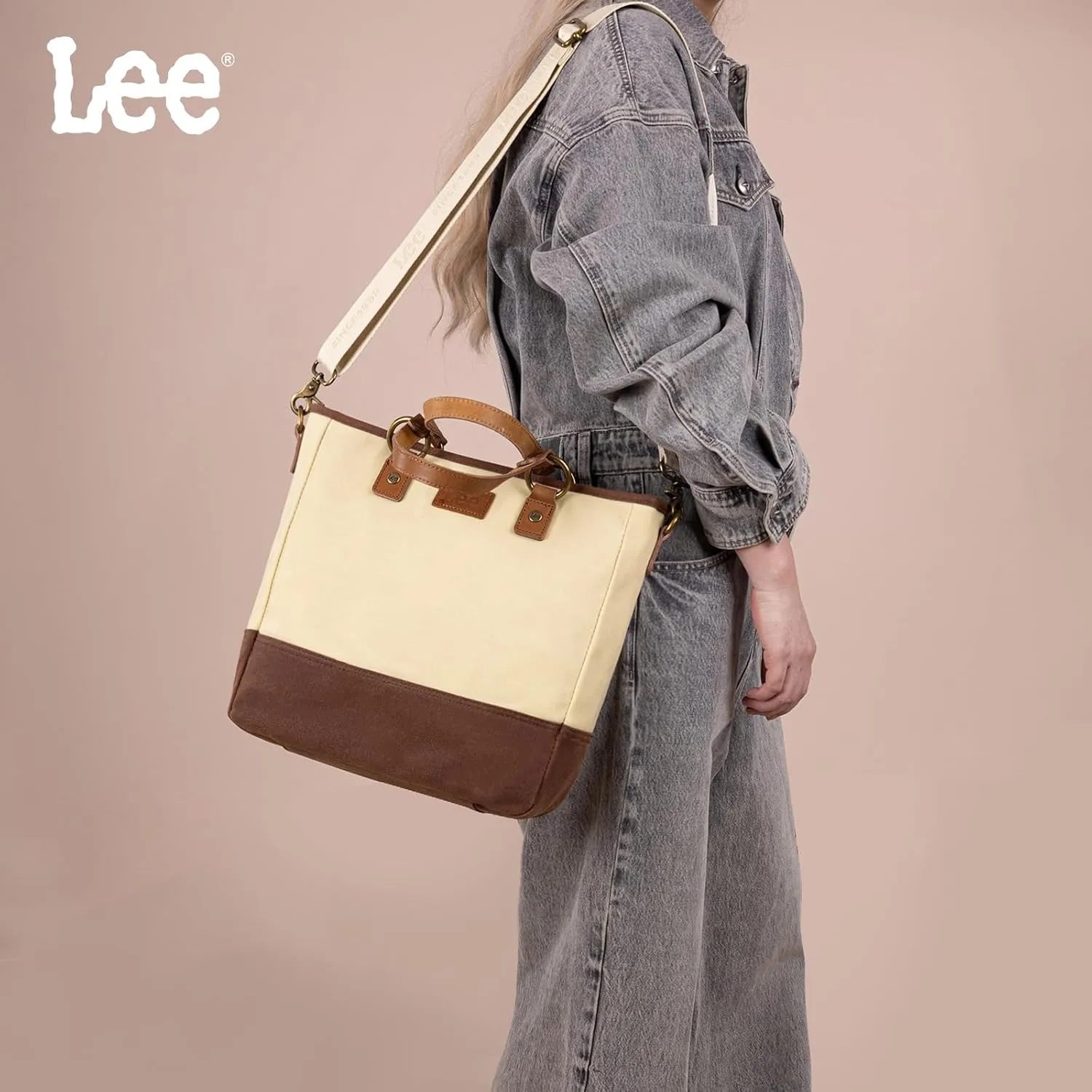 Montana West x Lee Waxed Canvas Tote Bag for Women Top-Handle Handbag Shoulder Bag with Adjustable Detachable Wide Strap