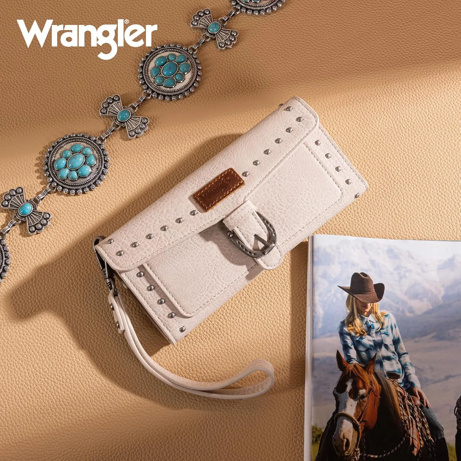 Montana West X Wrangler Womens Wallet Western Wristlet for Women Large Rfid Wallet With Detachable Credit Card Holder
