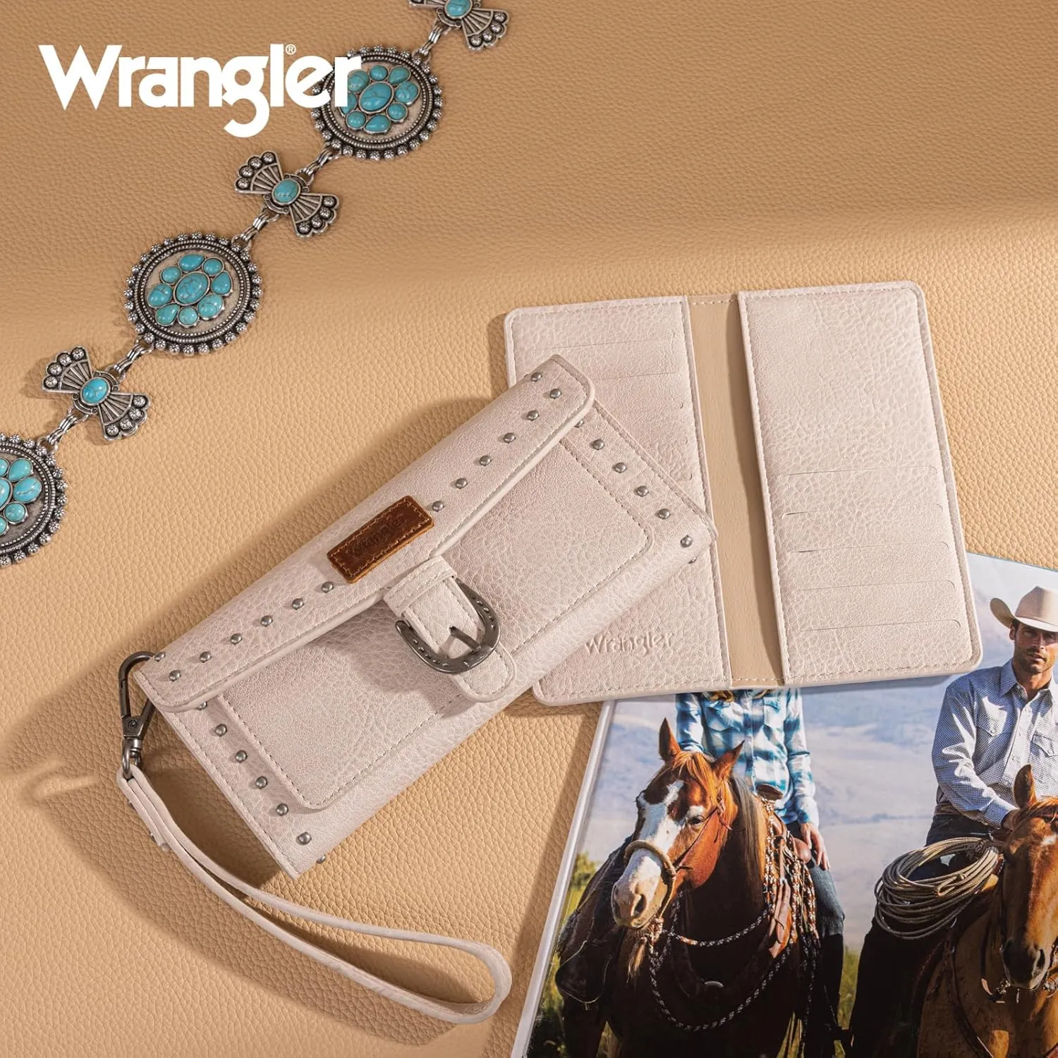 Montana West X Wrangler Womens Wallet Western Wristlet for Women Large Rfid Wallet With Detachable Credit Card Holder