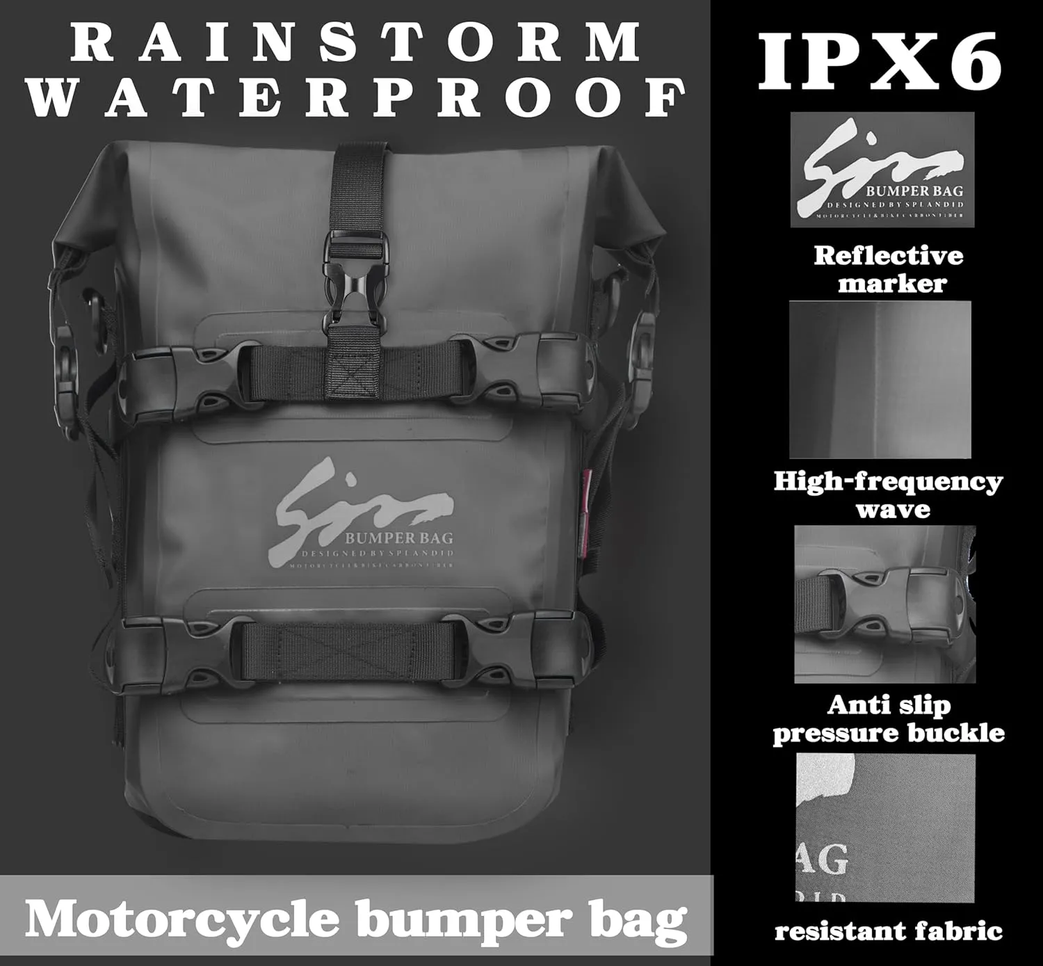 Motorcycle Waterproof Saddle Bag Motorcycle Accessories Tool Tank Bags Multifunctional Outdoor Motorbike Storage Carry Bag with Strap Black 10L
