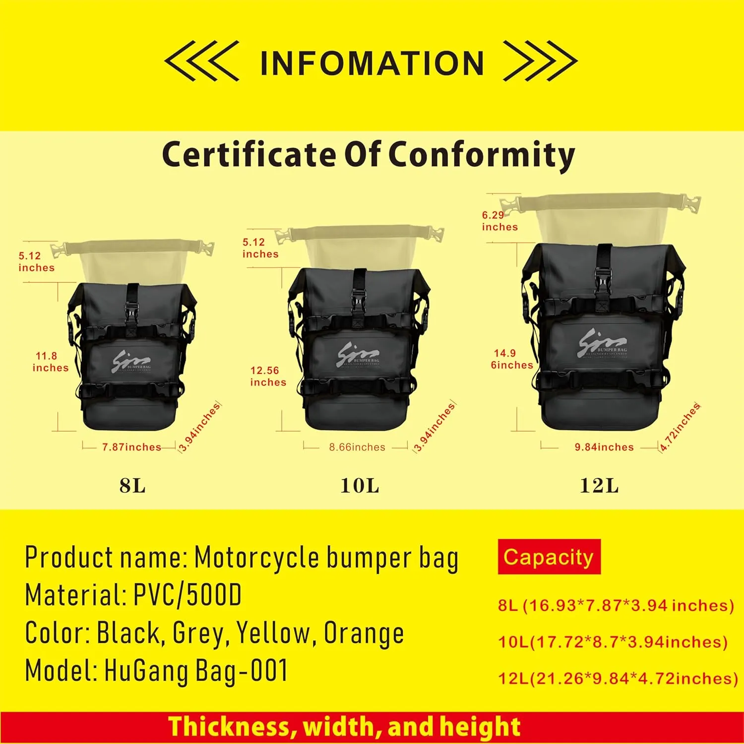 Motorcycle Waterproof Saddle Bag Motorcycle Accessories Tool Tank Bags Multifunctional Outdoor Motorbike Storage Carry Bag with Strap Black 10L