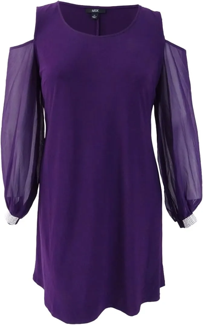 MSK Women's Embellished Cold-Shoulder Cocktail Dress (6, Plum)