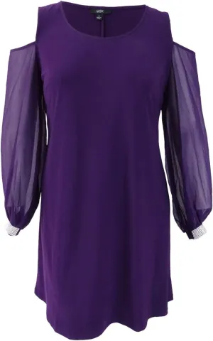 MSK Women's Embellished Cold-Shoulder Cocktail Dress (6, Plum)