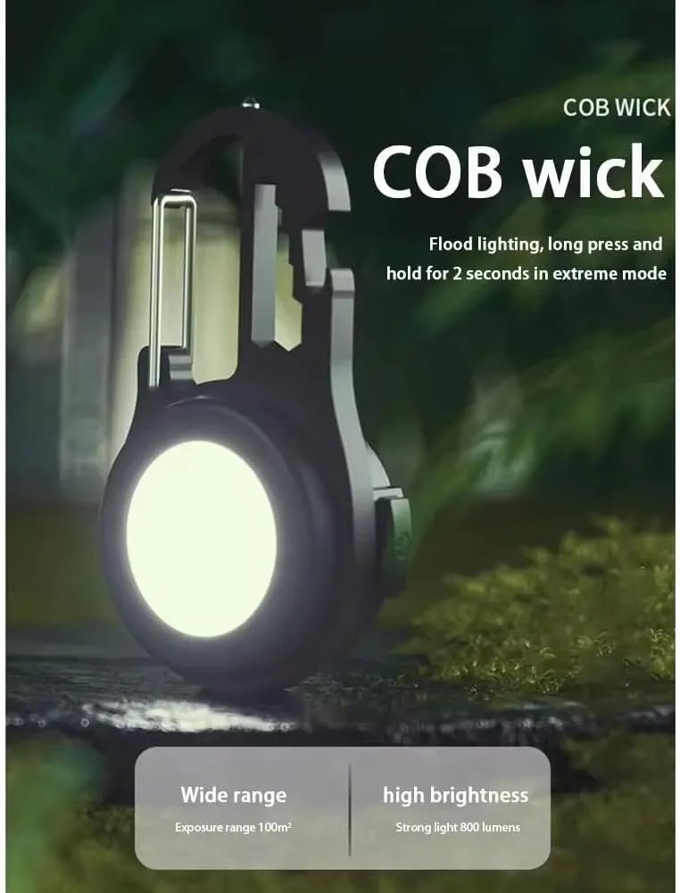 Multifunctional COB LED Flashlight Keychain USB Rechargeable Portable Work Light Outdoor Camping Torch with Strong Magnet (4)
