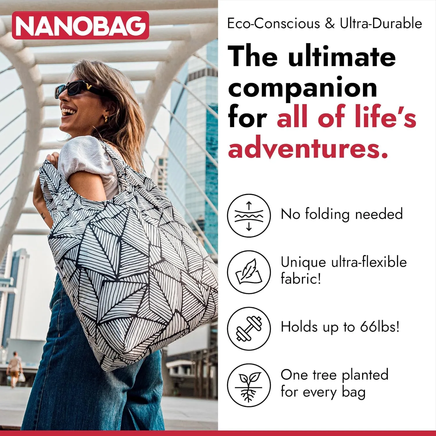 Nanobag Ultra-Lightweight XL Tote Bag | Perfect for Travel, Shopping & Daily Use | Reusable - Tiny - Eco-Friendly (XL, Stars)