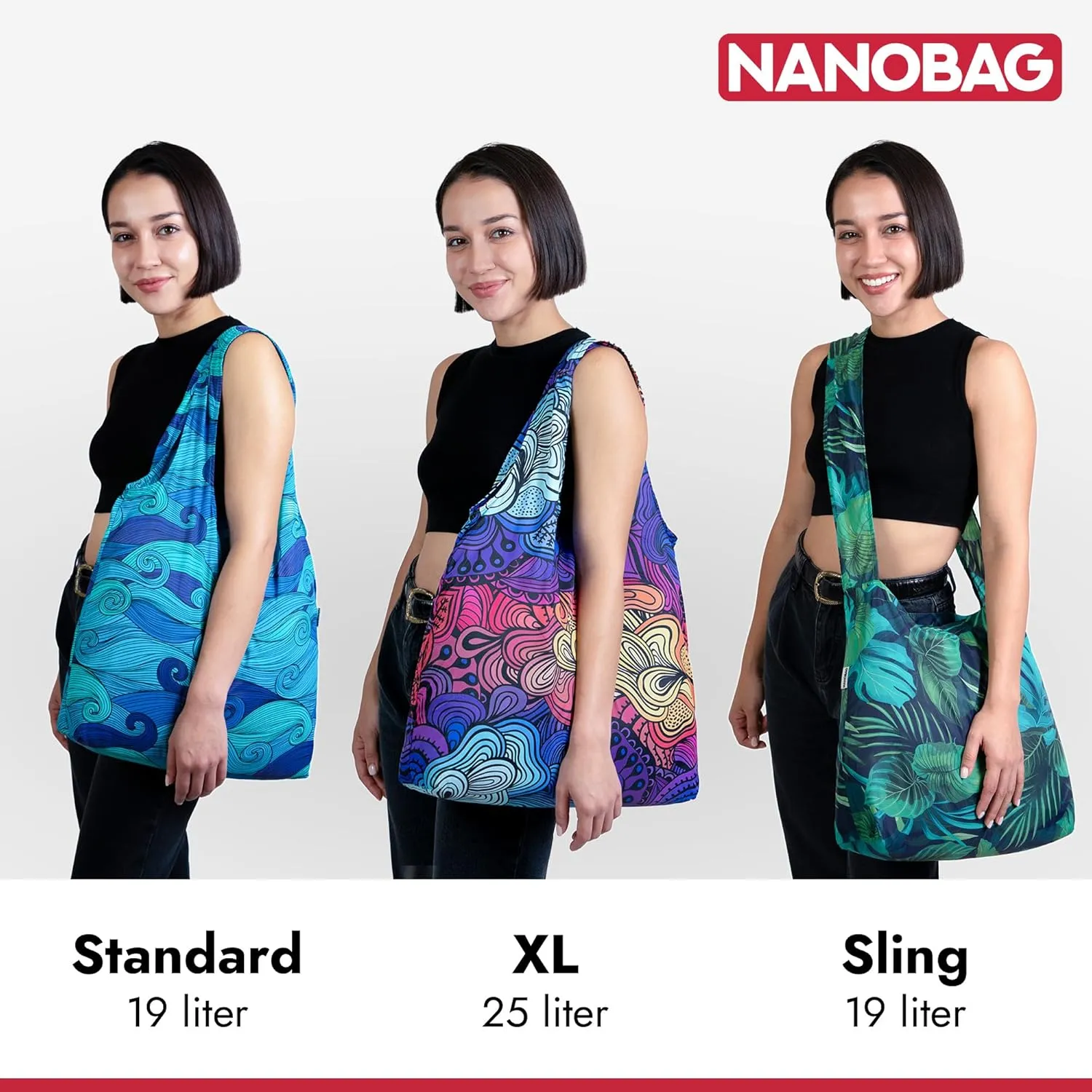 Nanobag Ultra-Lightweight XL Tote Bag | Perfect for Travel, Shopping & Daily Use | Reusable - Tiny - Eco-Friendly (XL, Stars)
