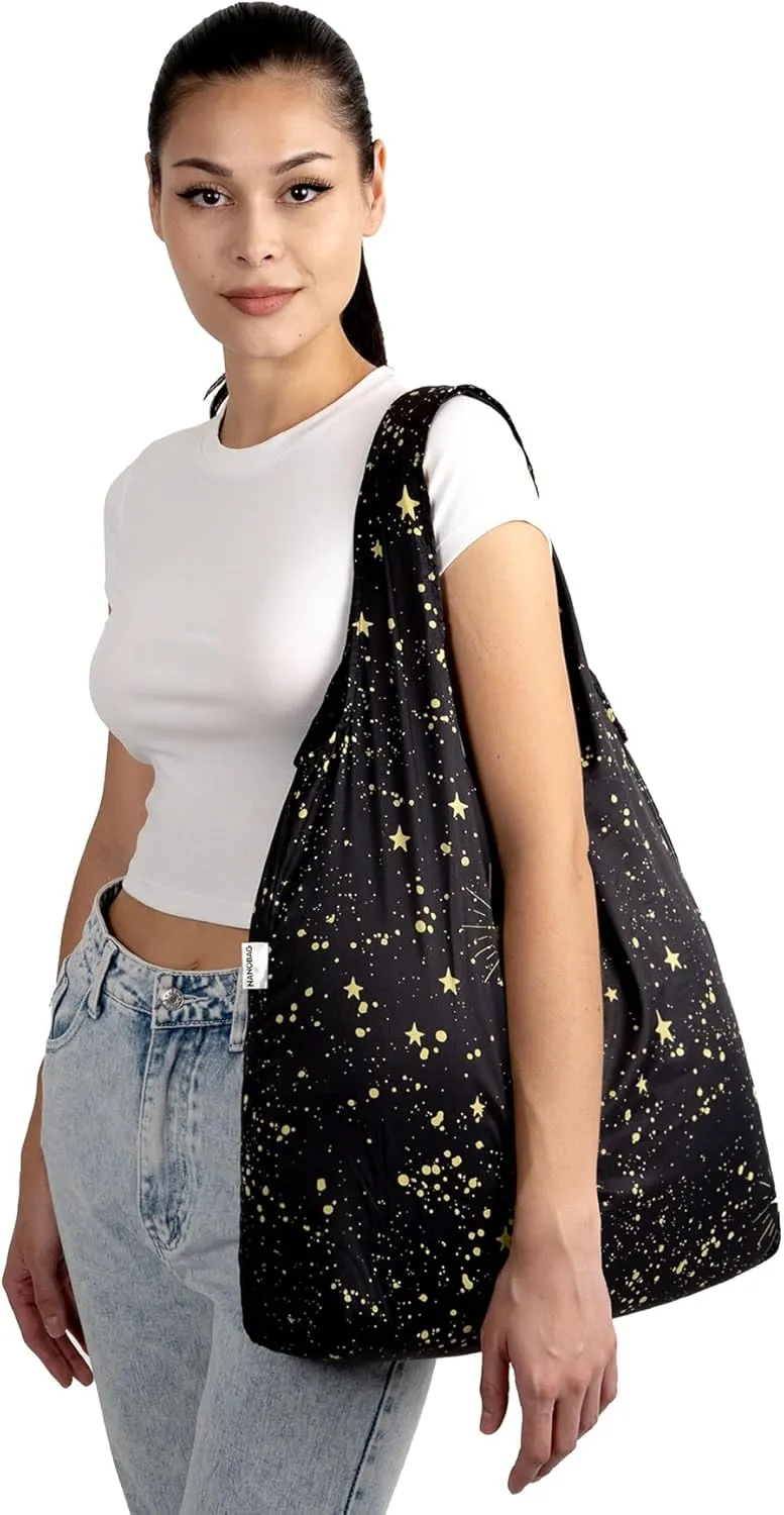 Nanobag Ultra-Lightweight XL Tote Bag | Perfect for Travel, Shopping & Daily Use | Reusable - Tiny - Eco-Friendly (XL, Stars)