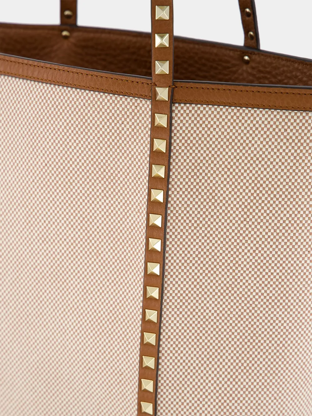 Natural and Tobacco Canvas Rockstud Tote Bag