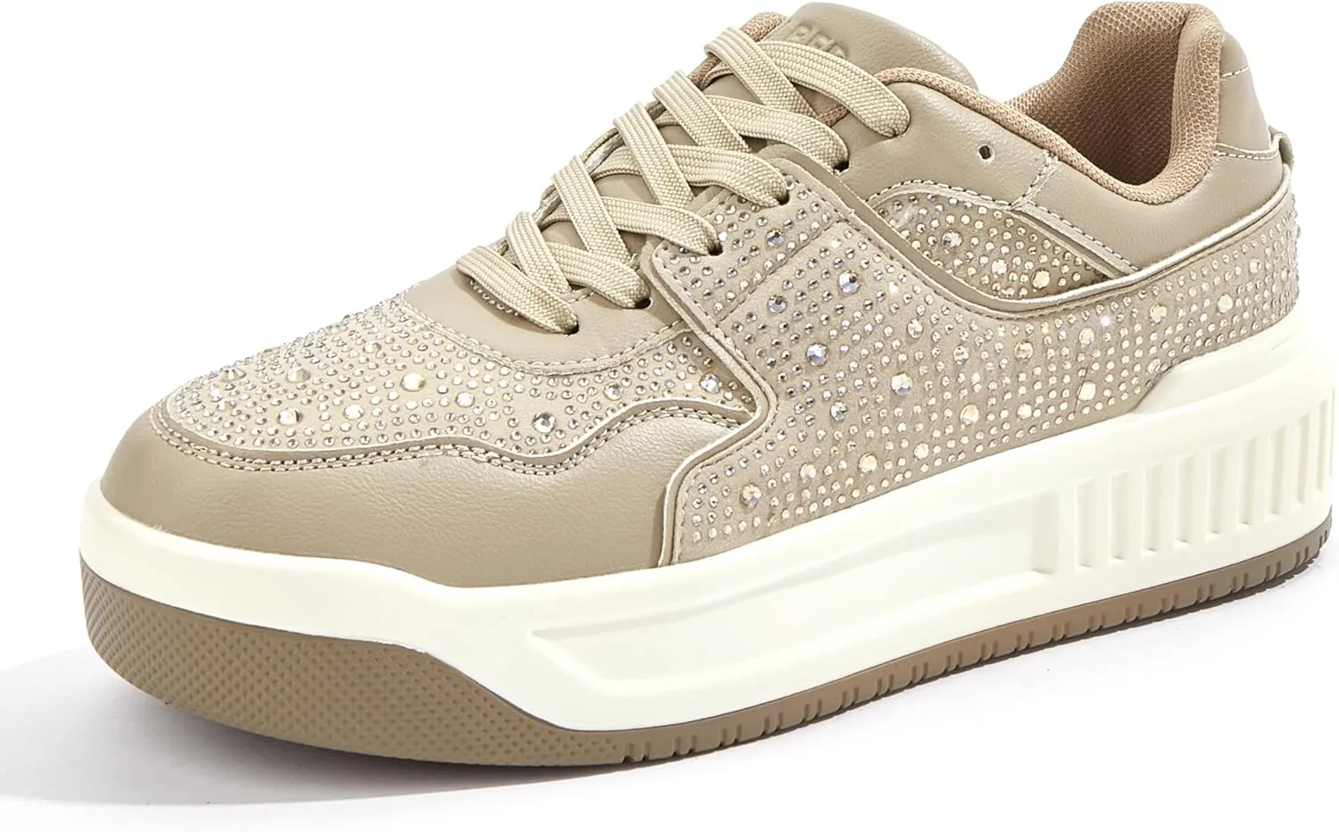 Niluber Women's Platform Sneakers Leather Low Top Tennis Shoes Lace Up Casual Walking Shoes