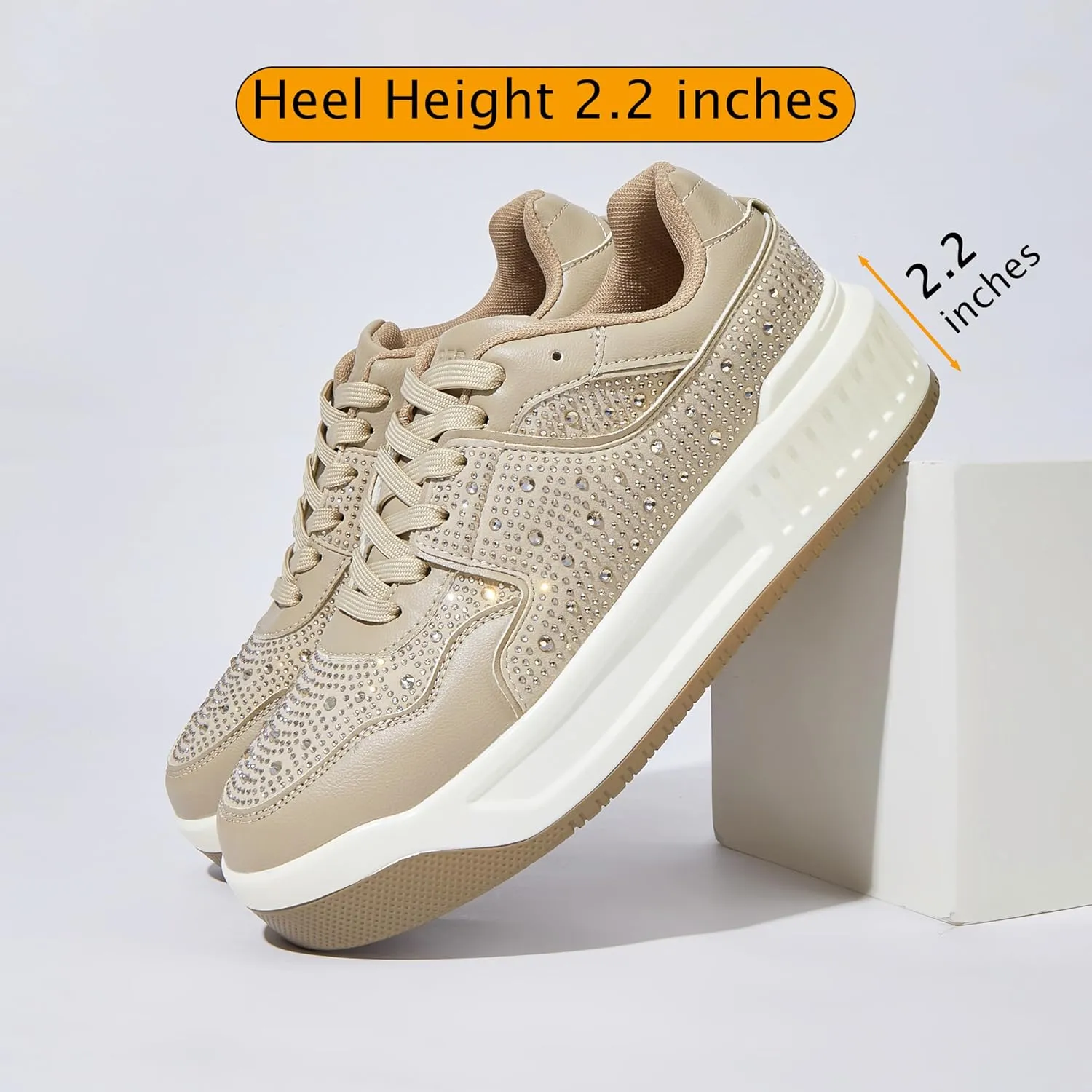 Niluber Women's Platform Sneakers Leather Low Top Tennis Shoes Lace Up Casual Walking Shoes