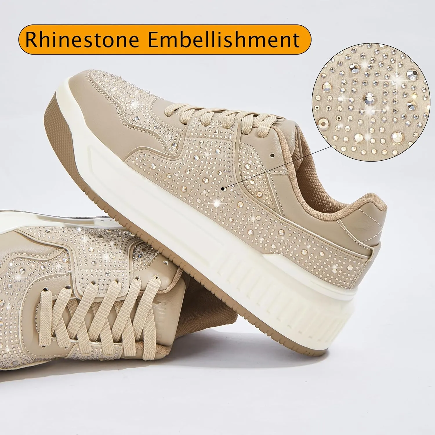 Niluber Women's Platform Sneakers Leather Low Top Tennis Shoes Lace Up Casual Walking Shoes