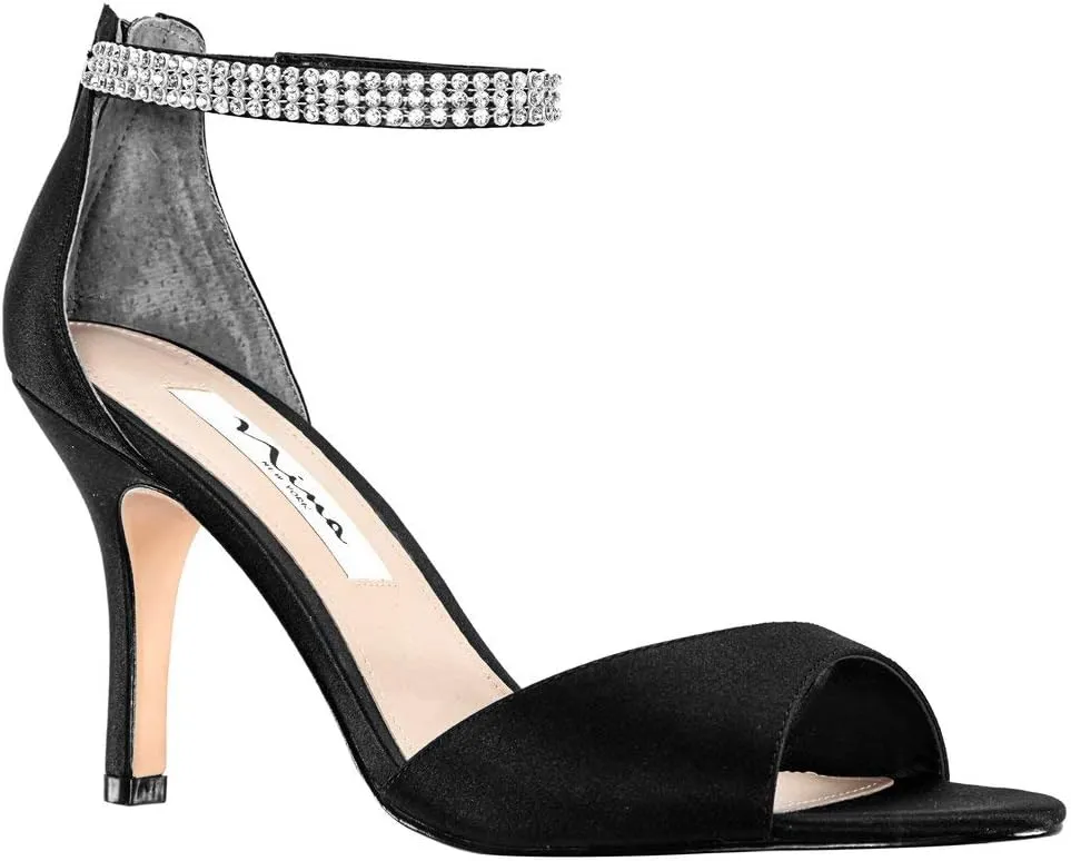 NINA Womens Volanda Satin Embellished Dress Sandals