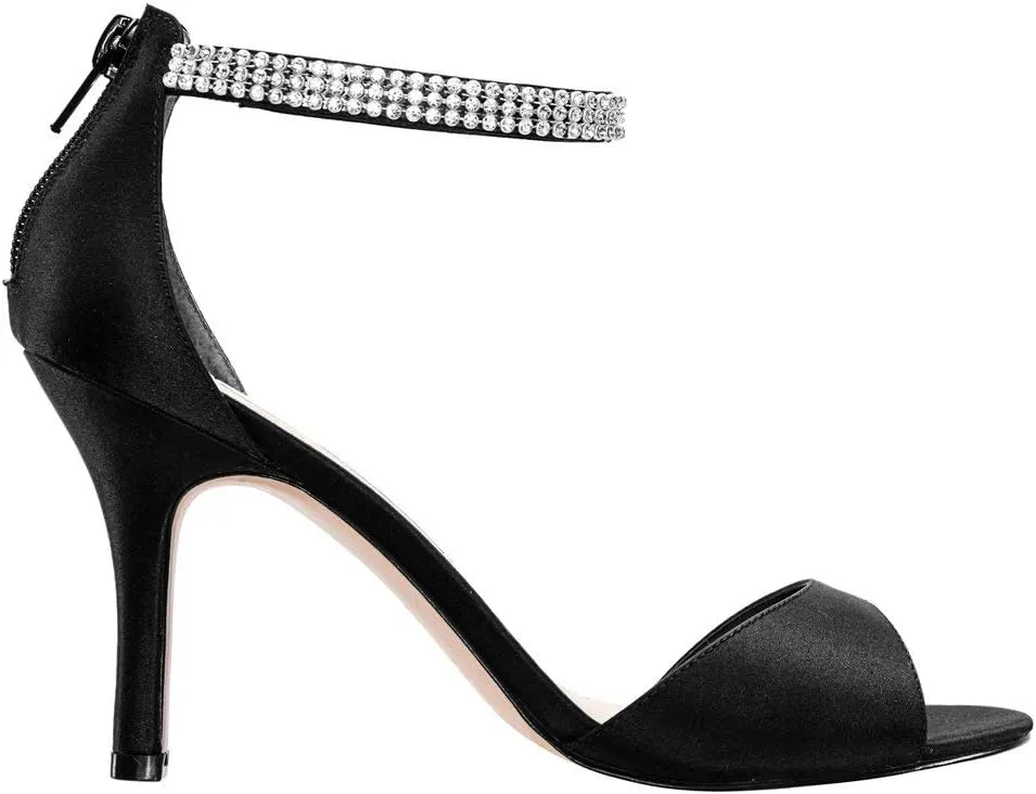 NINA Womens Volanda Satin Embellished Dress Sandals