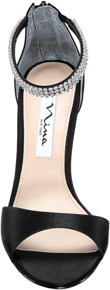NINA Womens Volanda Satin Embellished Dress Sandals