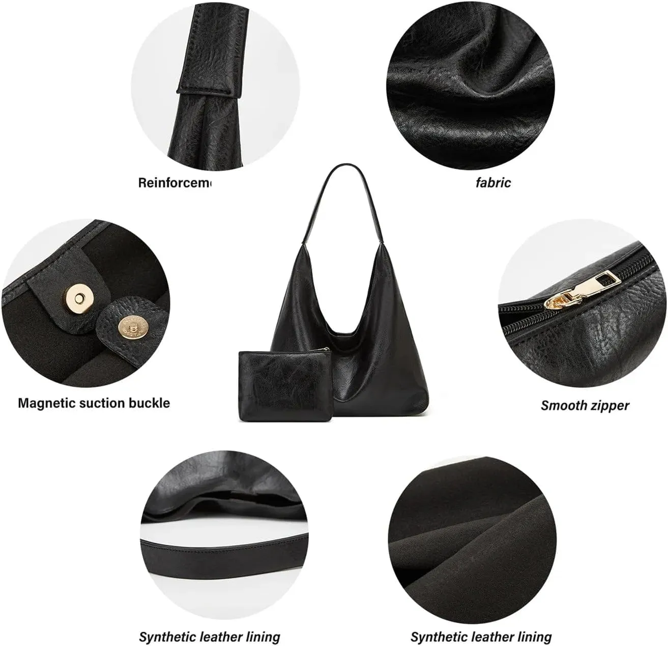 NUVVO Retro Large Tote Bag Hand Bag with Chained Purse – Elegant & Spacious Shoulder Bag for Women Girls Ladies Female