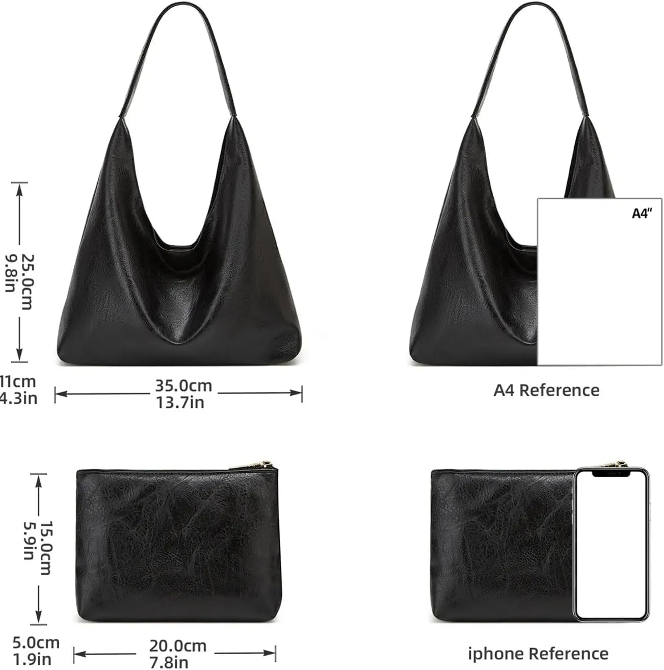 NUVVO Retro Large Tote Bag Hand Bag with Chained Purse – Elegant & Spacious Shoulder Bag for Women Girls Ladies Female