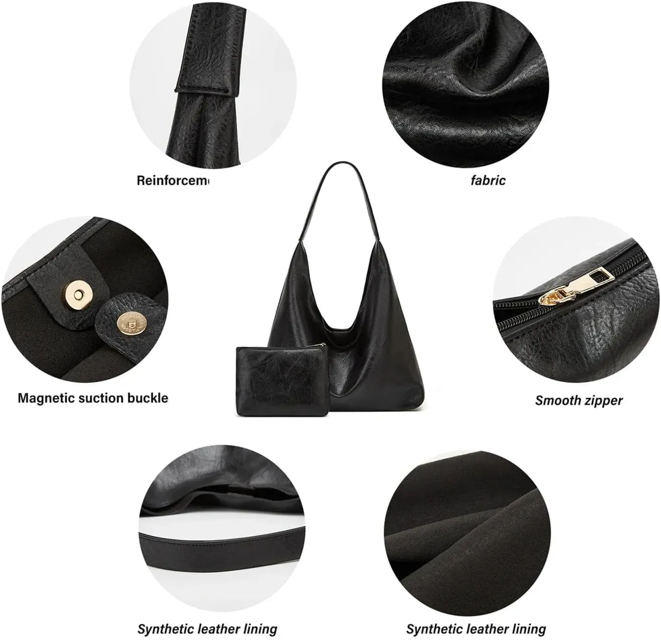 NUVVO Retro Large Tote Bag Hand Bag with Chained Purse – Elegant & Spacious Shoulder Bag for Women Girls Ladies Female