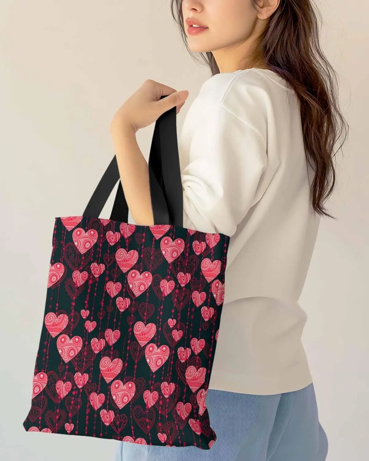 Ocean Party Fire Canvas Tote Bag Red Fire Truck Flame Shoulder Bag Casual Bag with Inner Pocket for Shopping Grocery Work