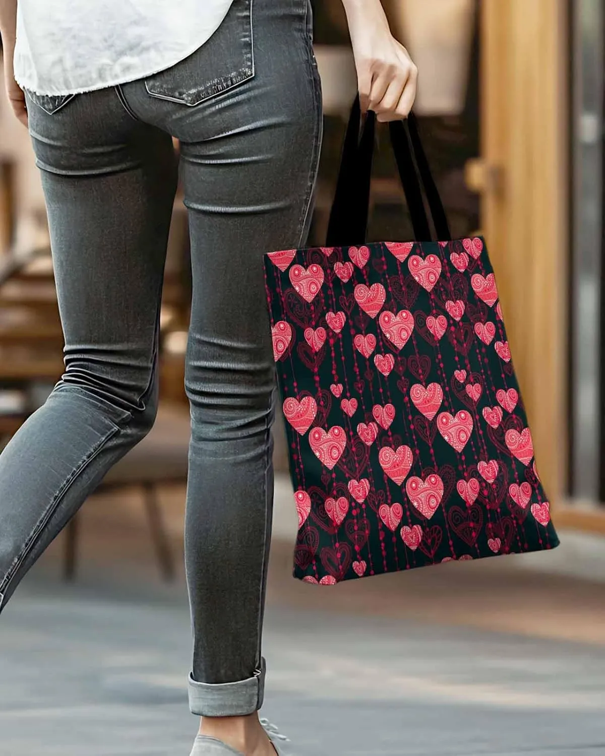 Ocean Party Fire Canvas Tote Bag Red Fire Truck Flame Shoulder Bag Casual Bag with Inner Pocket for Shopping Grocery Work