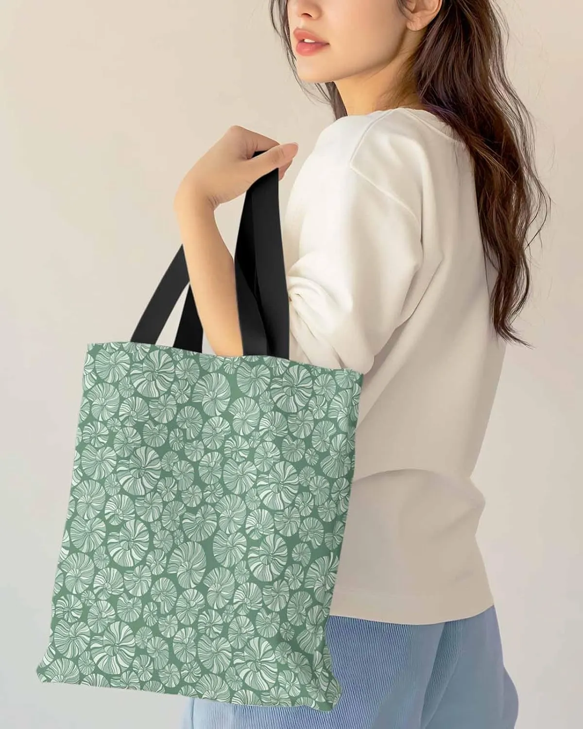 Ocean Party happy Valentine's Day Canvas Tote Bag Shoulder Bag Casual Bag with Inner Pocket for Shopping Grocery Work