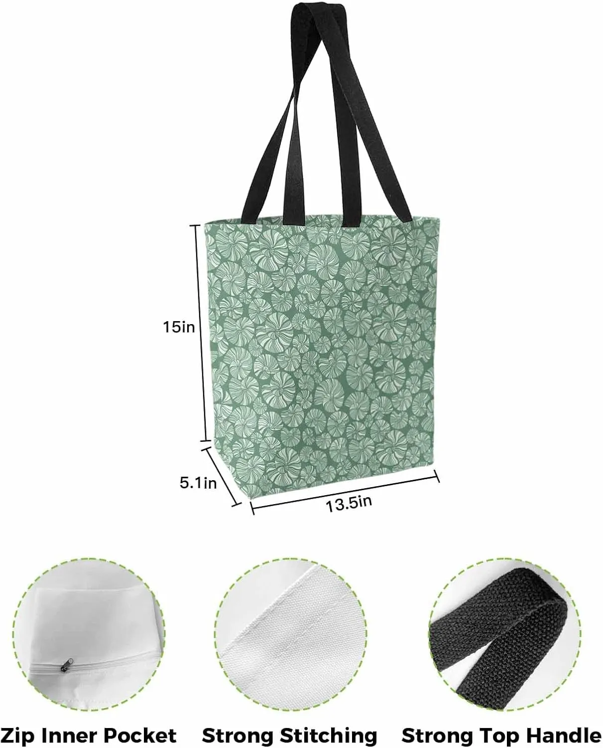 Ocean Party happy Valentine's Day Canvas Tote Bag Shoulder Bag Casual Bag with Inner Pocket for Shopping Grocery Work