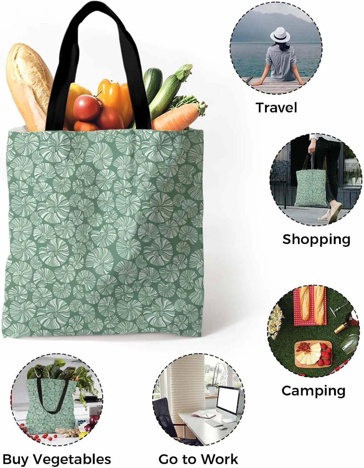Ocean Party happy Valentine's Day Canvas Tote Bag Shoulder Bag Casual Bag with Inner Pocket for Shopping Grocery Work