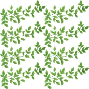 OIIKI 4 Pairs 3D Lace Forest Leaves Vine Patches Decoration, Green Sewing Embroidery Leaf Pattern Appliques, Natural Style Shoulder Collar Embellishment for Costume Crafts Trims