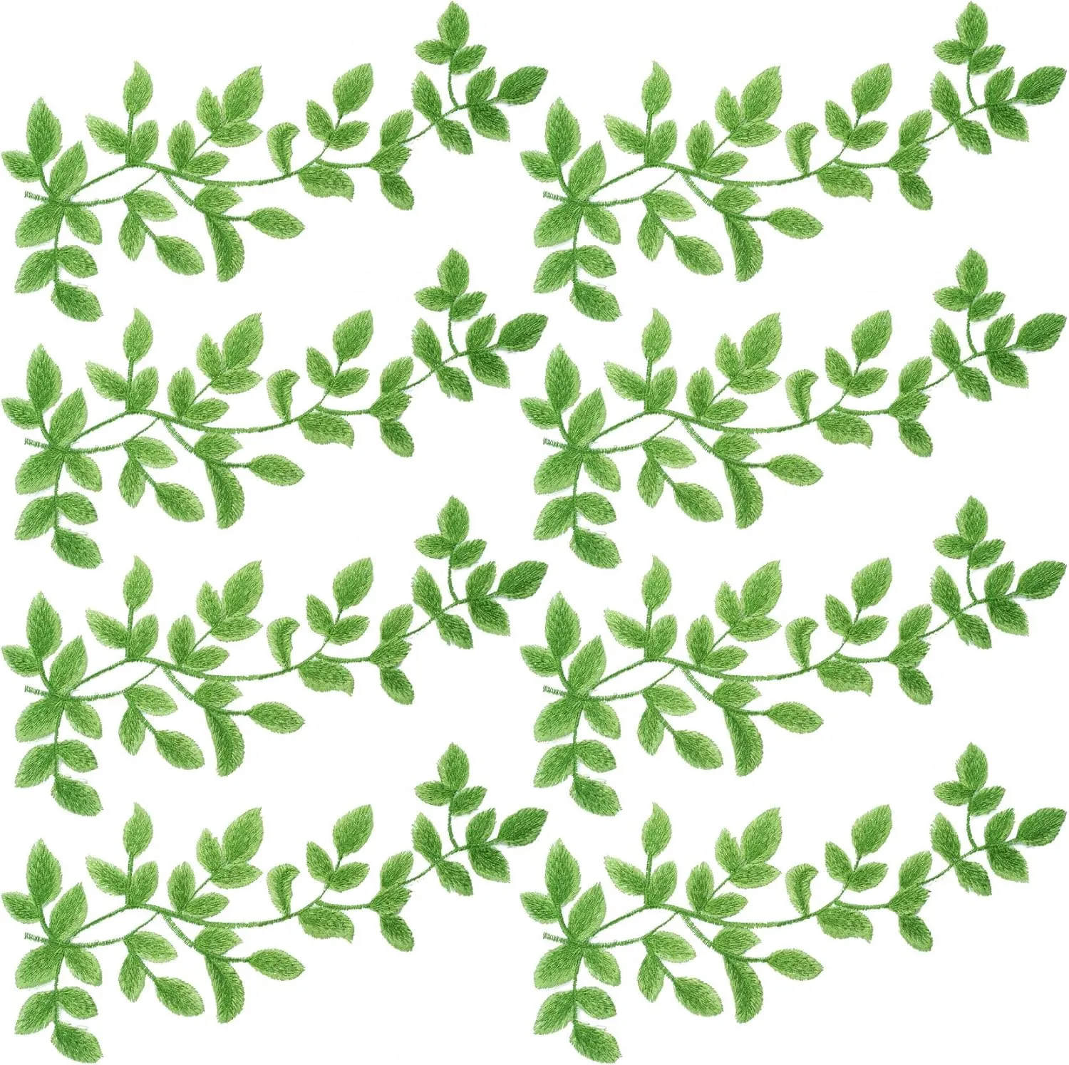 OIIKI 4 Pairs 3D Lace Forest Leaves Vine Patches Decoration, Green Sewing Embroidery Leaf Pattern Appliques, Natural Style Shoulder Collar Embellishment for Costume Crafts Trims