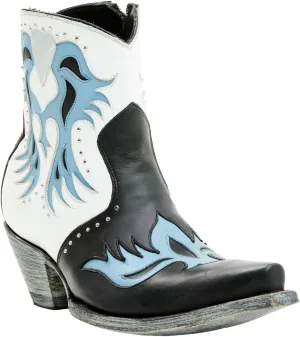 Old Gringo Women's Let Your Heart Western Booties Snip Toe Blue/White 9 1/2 M US