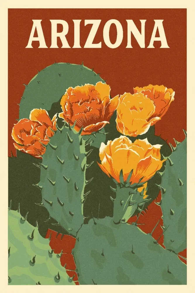 ORGANIC TOTE BAG Arizona, Prickly Pear Cactus Letterpress