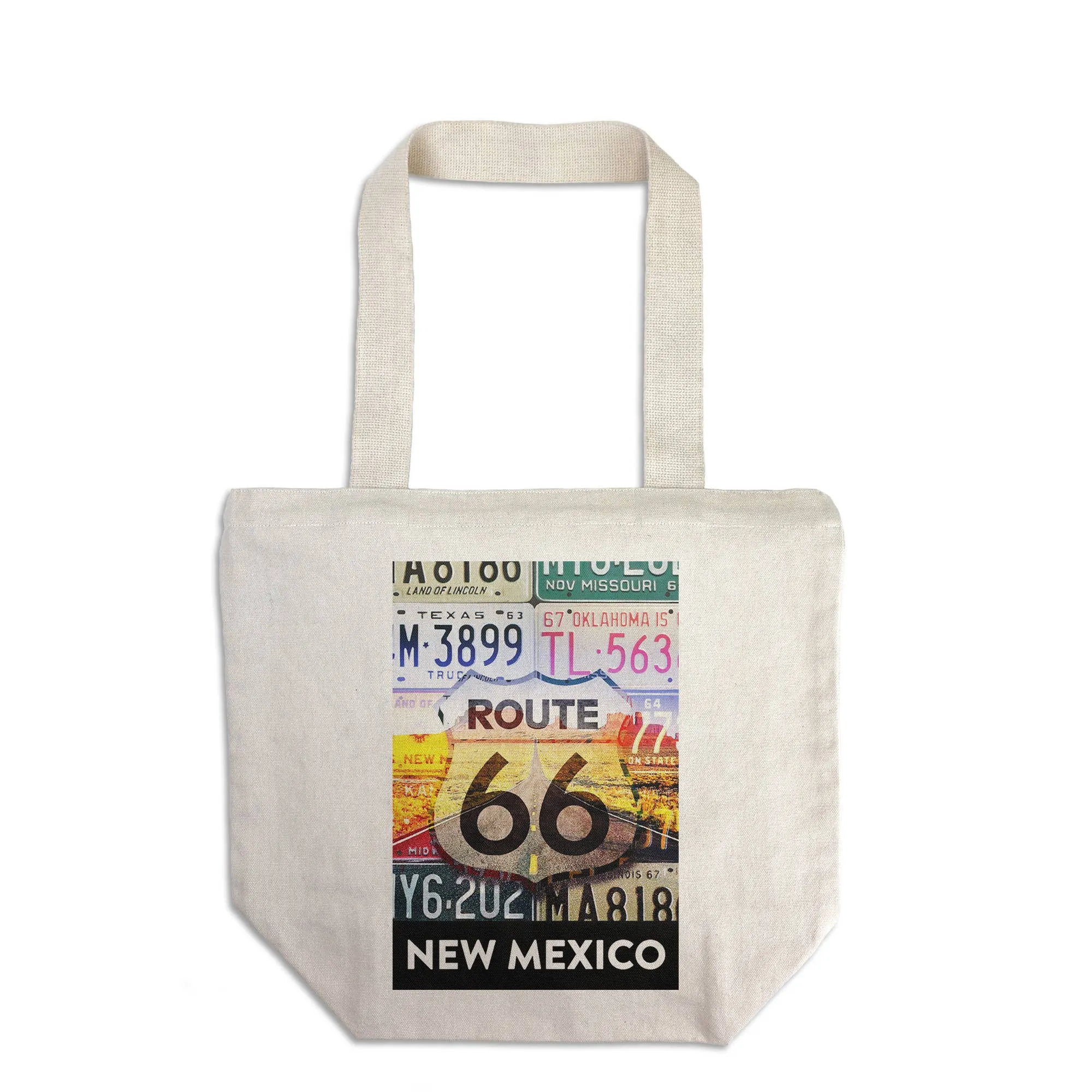 ORGANIC TOTE BAG New Mexico, Route 66, License Plates