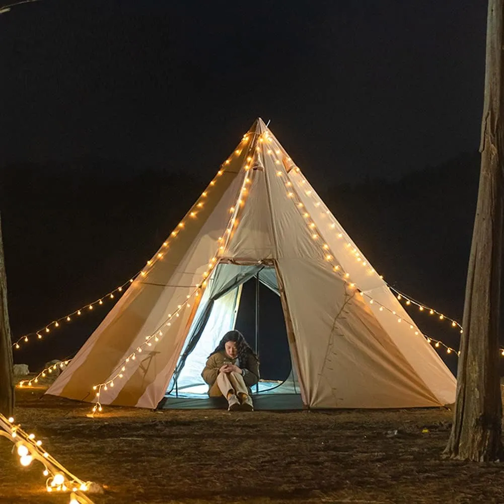 Outdoor Tent Ultralight Teepee Tent Family Pyramid Tent for Backpacking, Camping, Hiking, Bushcraft, Travel, Winter Camping (Khaki 460X460X300CM) (White 340X290X200CM) (Khaki 460X460X300CM)