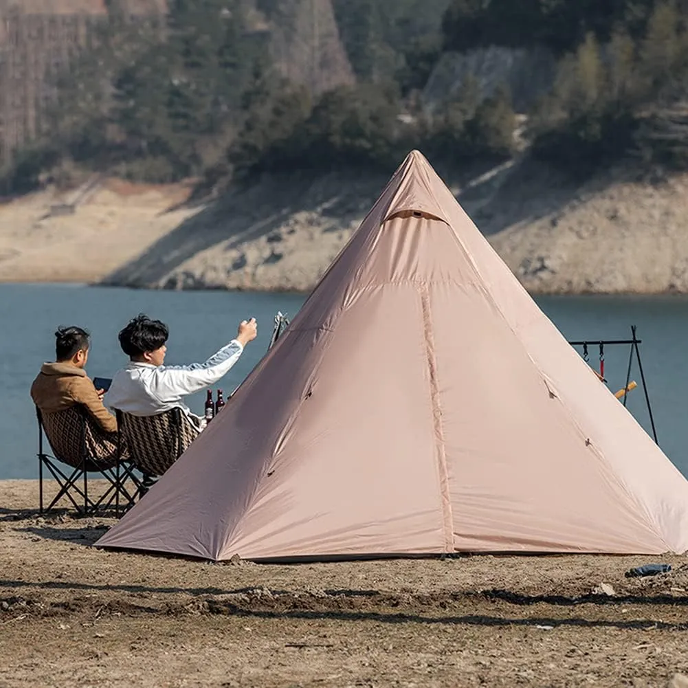 Outdoor Tent Ultralight Teepee Tent Family Pyramid Tent for Backpacking, Camping, Hiking, Bushcraft, Travel, Winter Camping (Khaki 460X460X300CM) (White 340X290X200CM) (Khaki 460X460X300CM)