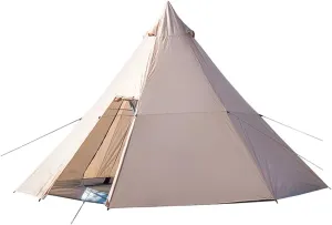 Outdoor Tent Ultralight Teepee Tent Family Pyramid Tent for Backpacking, Camping, Hiking, Bushcraft, Travel, Winter Camping (Khaki 460X460X300CM) (White 340X290X200CM) (Khaki 460X460X300CM)